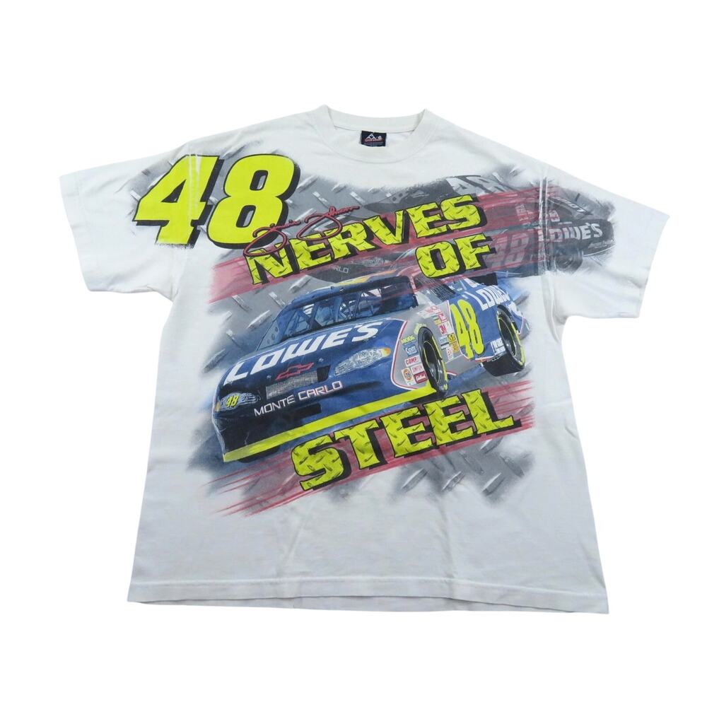 Jimmy Johnson Nascar T-shirt, All Over Print Sz XL Vintage Y2K